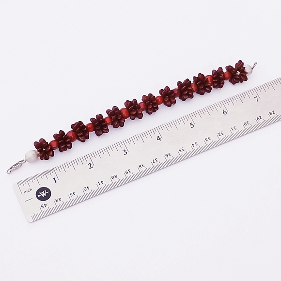 KOA SEEDS SHELLS BRACELET gray brown silvertone box clasp handmade - Picture 6 of 6